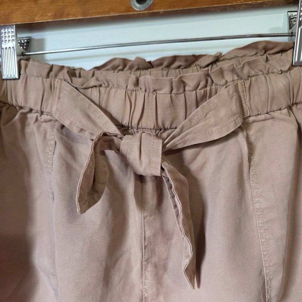 EUC AERIE TAN LYOCELL SHORTS CUFFED SIZE LARGE - Picture 5 of 14